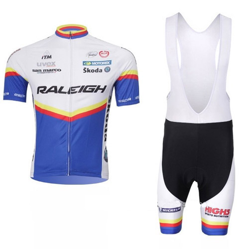 2012 Maillot Raleigh Tirantes Mangas Cortas Azul Y Blanco